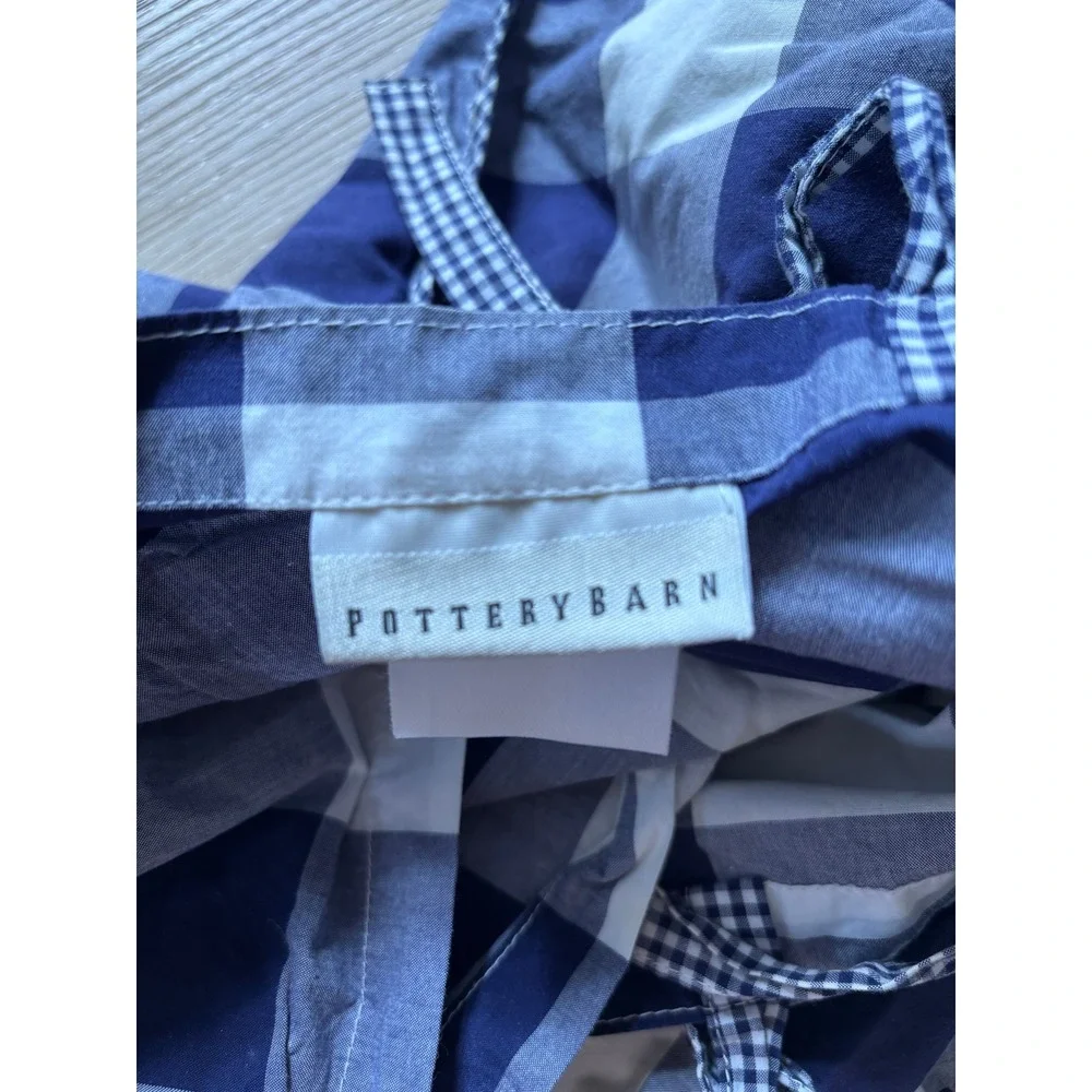 Pottery Barn King Duvet Cotton Blue White Buffalo Check Coastal Classic Preppy